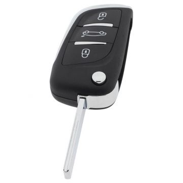 Peugeot 3-button folding key - key blade straight with notch side (conversion kit)