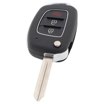 Hyundai 2-button folding key with panic button - key blade tip with notch right