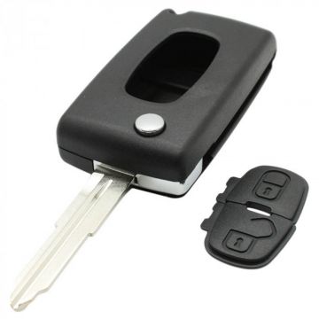 Peugeot 2-button folding key - key blade point with notch right - battery on chip