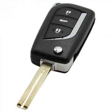 Toyota 3-button folding key - key blade straight with notch center (model 2)