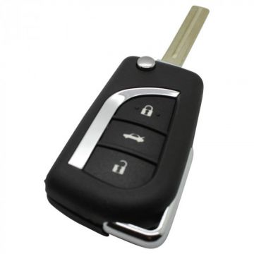 Toyota 3-button folding key - key blade straight with notch center