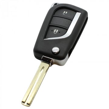 Toyota 2-button folding key - key blade straight with notch