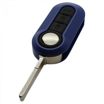 Fiat 3-button folding key dark blue - key blade straight