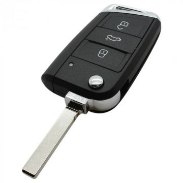 Volkswagen 3-button folding key - key blade straight HU162T