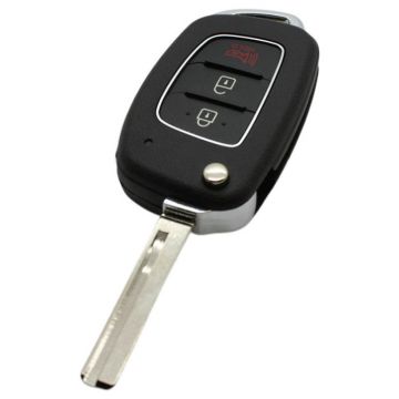 Hyundai 2-button folding key with panic button - key blade straight with notch right