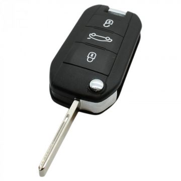 Peugeot 3-button folding key - key blade straight with notch side