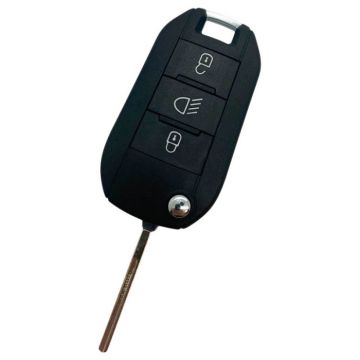 Peugeot 3-button folding key - key blade straight with notch side (model 2)