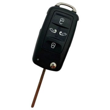 Volkswagen 5-button folding key - key blade straight with notch side - sliding doors