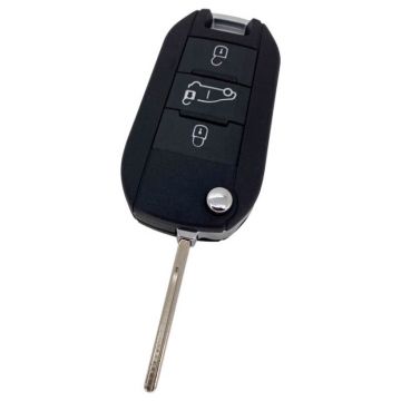 Peugeot 3-button folding key - key blade straight with notch side (model 3)