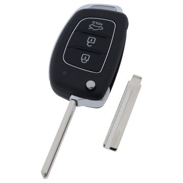 Hyundai 3-button folding key - key blade straight with notch right for Hyundai i20, Hyundai Tucson, Hyundai Santa Fe among others