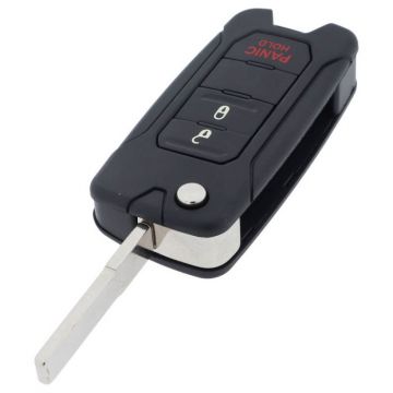 Jeep 2-button folding key with panic button - key blade straight