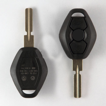 BMW 3-button key housing - key blade straight with notch center with electronics 434MHZ - 7935 transponder