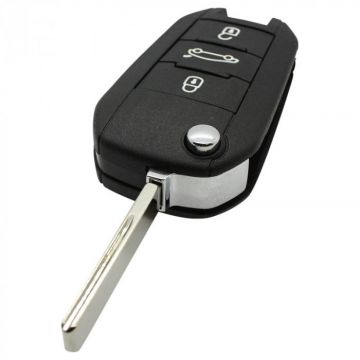 Citroën 3-button folding key - key blade straight with notch side with electronics 433MHZ - ID46 transponder