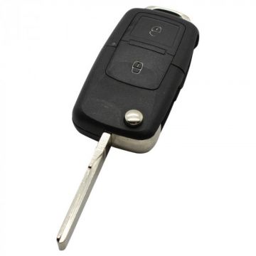 Seat 2-button folding key - key blade straight with notch with electronics 433MHZ - ID48 transponder - 1JO959753AG