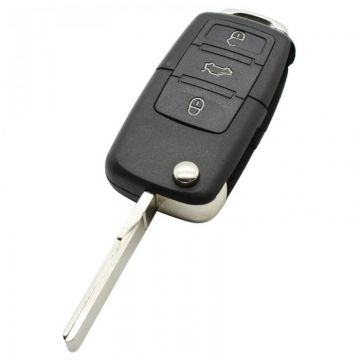 Skoda 3-button folding key - key blade straight with notch with electronics 433 MHZ - ID48 transponder - 1JO959753DA