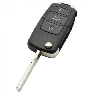 Seat 3-button folding key - key blade straight with notch with electronics 433 MHZ - ID48 transponder - 1J0959753AH