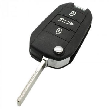 Peugeot 3-button folding key - key blade straight with notch side with electronics 434MHZ - PCF7941 - Hitag 2 transponder