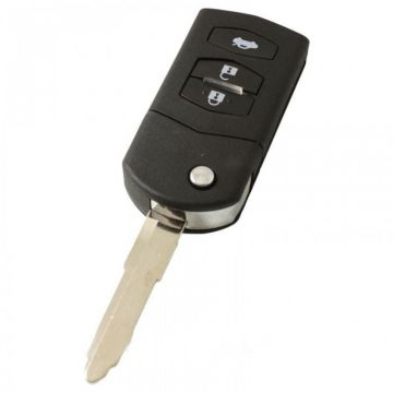 Mazda 2 and Mazda 6: 3-button folding key - key blade tip with notch right electronics 433MHZ - ID63 transponder