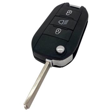 Peugeot 3-button folding key - key blade straight with notch side with electronics 433MHZ - PCF7941 - Hitag - AES 4A transponder (model 2)