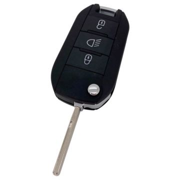 Citroën 3-button folding key - key blade straight with notch side with electronics 433MHZ - HITAG AES 4A transponder - push button illumination