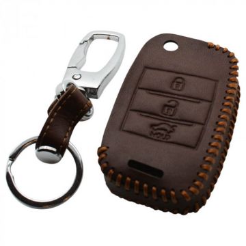 Kia 3-button folding key cover - brown