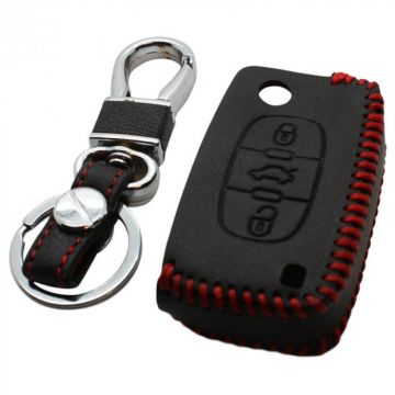 Peugeot 3-button folding key key cover - black