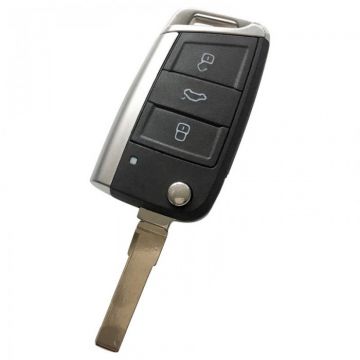 Volkswagen 3-button folding key - key blade straight with notch side (oa Golf 7)